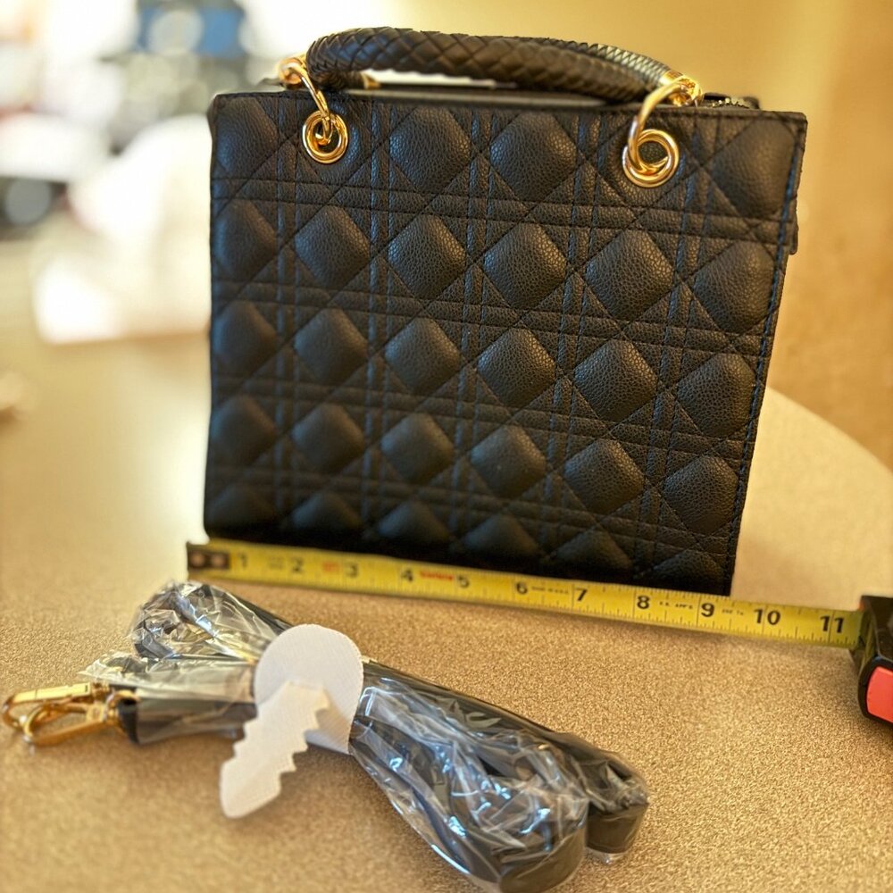 Black small handbag, faux leather (#101) - Picture 2 of 6